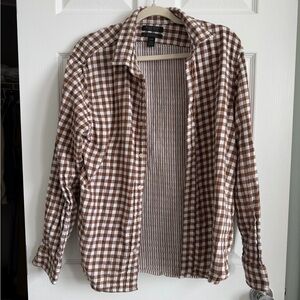 Banana Republic Brown and White Plaid Shirt